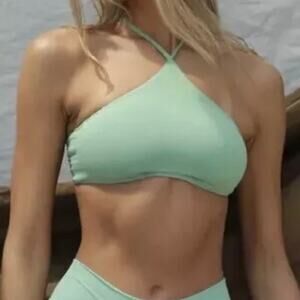Toast Swim x Free People Apex Halter Bikini Swim Top Women's Small Ming Green